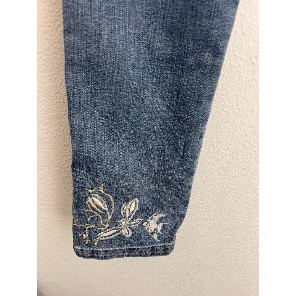 VTG RoccoBarocco Jeans Women’s Size 27 Floral Fish Embroidered Straight Leg - Picture 8 of 11